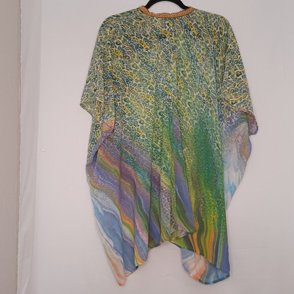 Women's Poeme Sheer Lightweight Animal/Marble Print Cover Up/Tunic Size Medium - Picture 2 of 8